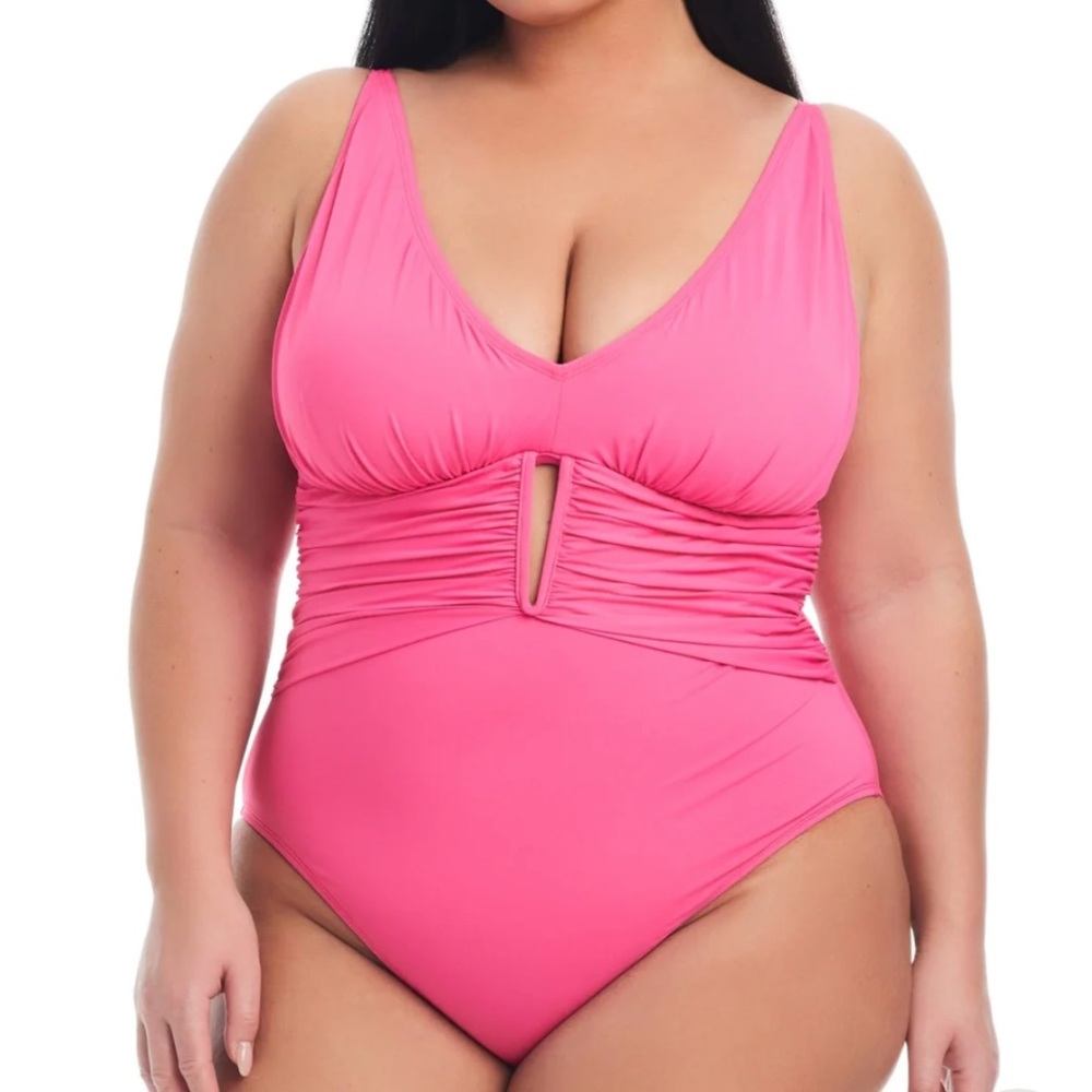 Bleu By Rod Beattie Plus Size Molded Cup One Piece Pink Swimsuit